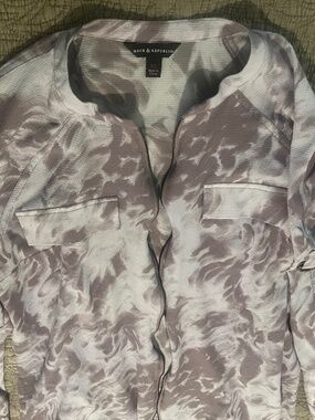 Rock and Republic Mottled Textured Athletic Top Jacket with Zipper XL Grayish